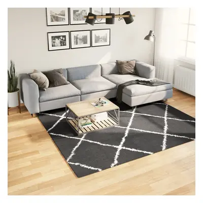 vidaXL Tapete shaggy de pelo alto PAMPLONA 240x240 cm preto e creme