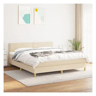 vidaXL Cama com molas/colchão 160x200 cm tecido cor creme