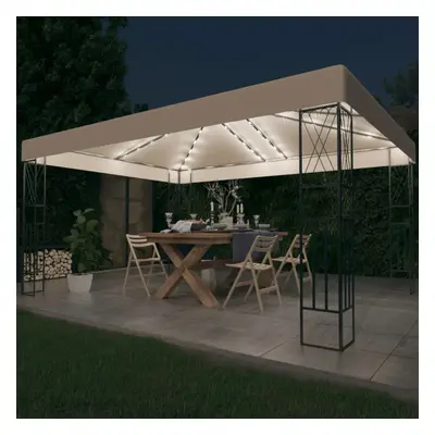 vidaXL Gazebo com cordões de luzes LED 3x4 m tecido cor creme