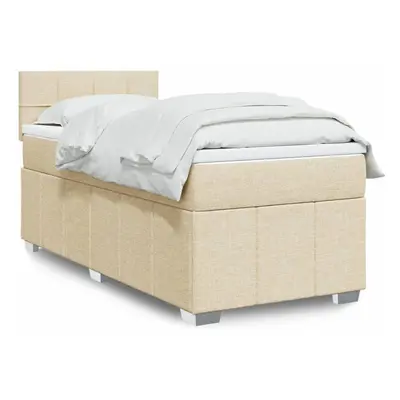 vidaXL Cama com molas/colchão 100x200 cm tecido cor creme