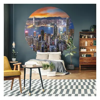 WallArt Papel de parede circular "Skyline by Night" 190 cm