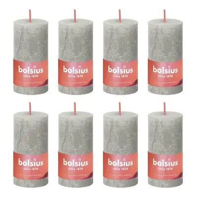 Bolsius Velas rústicas cilíndricas Shine 8pcs 100x50 mm cinzento areia