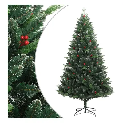 vidaXL Árvore de Natal artificial articulada c/ bagas vermelhas 150 cm