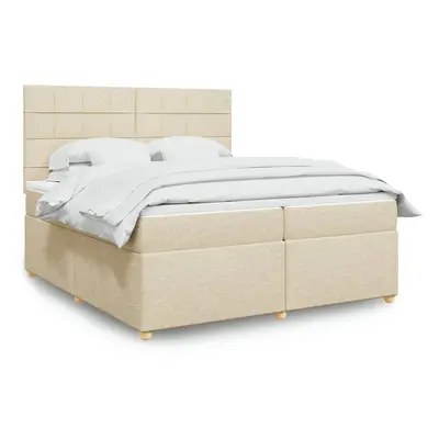 vidaXL Cama com molas/colchão 200x200 cm tecido cor creme