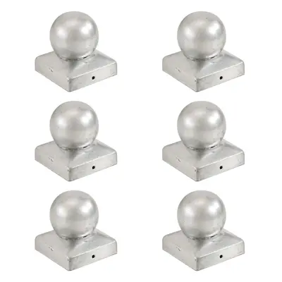 vidaXL Tampas globo p/ postes vedação 6 pcs metal galvanizado 71x71mm