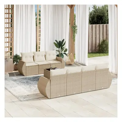 vidaXL 8 pcs conjunto de sofás p/ jardim com almofadões vime PE bege