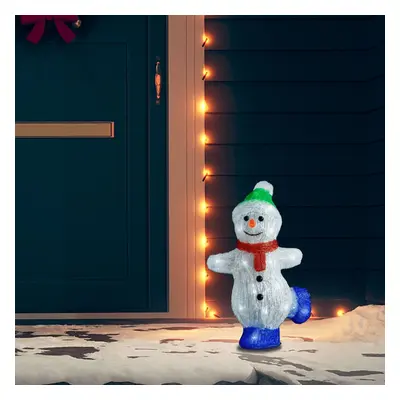 vidaXL Boneco de neve acrílico c/ luzes LED interior e exterior 30 cm