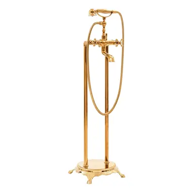 vidaXL Torneira de pé para banheira aço inoxidável 99,5 cm dourado