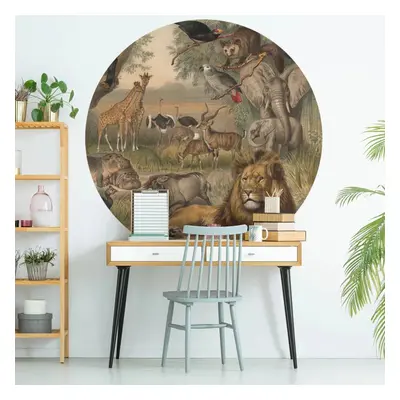 WallArt Papel de parede circular "Animals of Africa" 190 cm