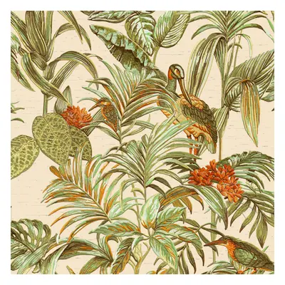 DUTCH WALLCOVERINGS Papel de parede Bird-of-Paradise cor verde