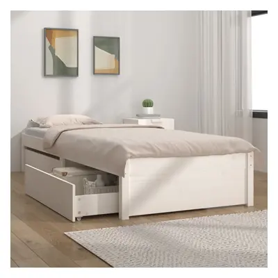 vidaXL Estrutura cama com gavetas 90x190 cm Single branco