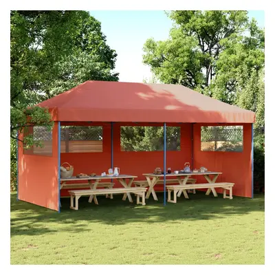 vidaXL Tenda p/ festas pop-up dobrável 3 paredes laterais terracotta