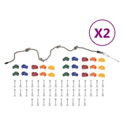 vidaXL Pedras de escalada com corda 50 pcs multicolorido