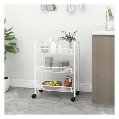 vidaXL Carrinho de cozinha com 3 prateleiras ferro 46x26x64 cm branco