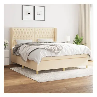 vidaXL Cama com molas/colchão 180x200 cm tecido cor creme