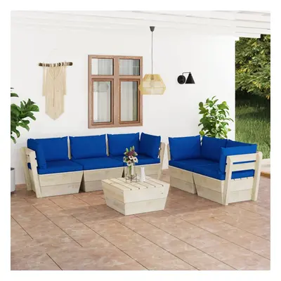 vidaXL 6 pcs conjunto lounge de paletes + almofadões madeira de abeto