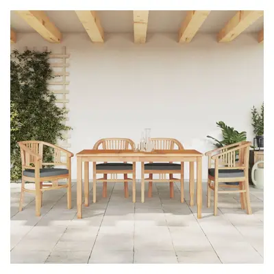 vidaXL 5 pcs conjunto de jantar p/ jardim madeira de teca maciça