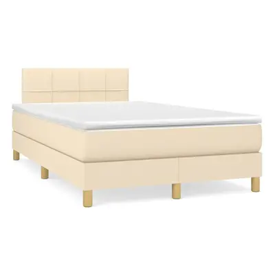 vidaXL Cama box spring c/ colchão e LED 120x190 cm tecido cor creme