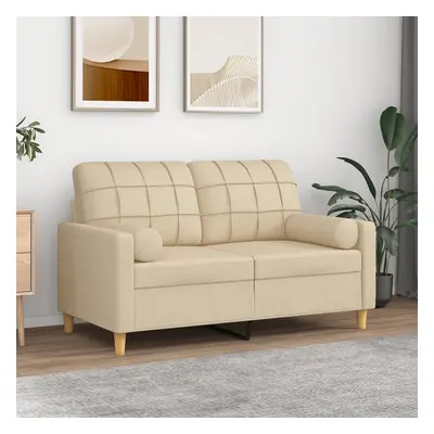 vidaXL Sofá 2 lugares + almofadas decorativas 120 cm tecido cor creme