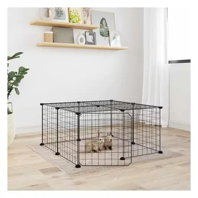 vidaXL Gaiola p/ animais de 12 painéis c/porta 35x35 cm aço preto