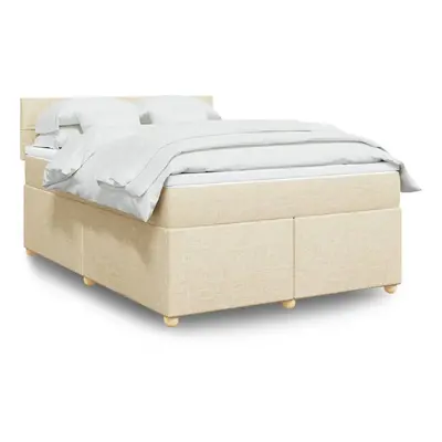 vidaXL Cama com molas/colchão 140x200 cm tecido cor creme