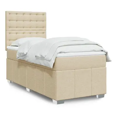 vidaXL Cama com molas/colchão 80x200 cm tecido cor crème