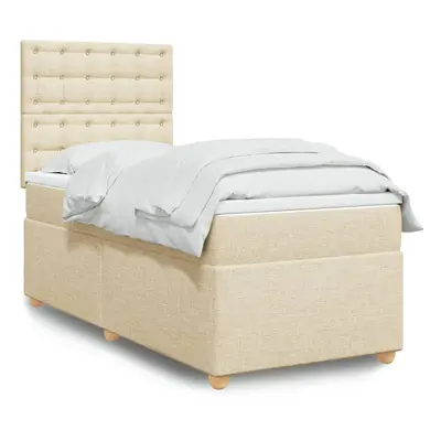 vidaXL Cama com molas/colchão 80x200 cm tecido cor crème