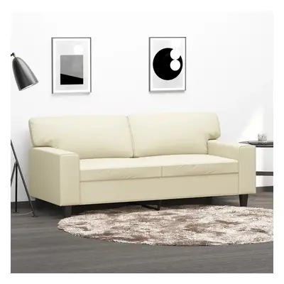 vidaXL Sofá de 2 lugares 140 cm couro artificial cor creme