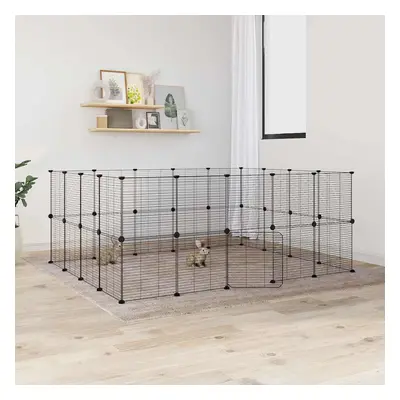 vidaXL Gaiola p/ animais de 36 painéis c/ porta 35x35 cm aço preto