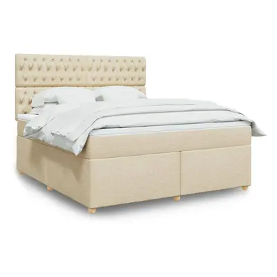 vidaXL Cama com molas/colchão 180x200 cm tecido cor creme