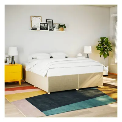 vidaXL Estrutura de cama sem colchão 180x200 cm tecido cor creme