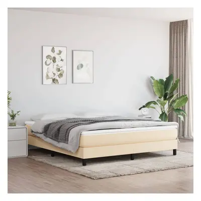 vidaXL Estrutura de cama sem colchão 160x200 cm tecido cor creme