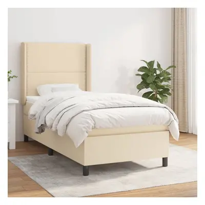 vidaXL Cama com molas/colchão 90x190 cm tecido cor creme