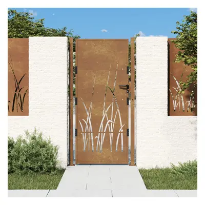 vidaXL Portão de jardim 105x180 cm aço corten design erva