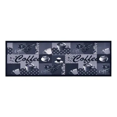 vidaXL Tapete de cozinha lavável com design café 60x180 cm azul