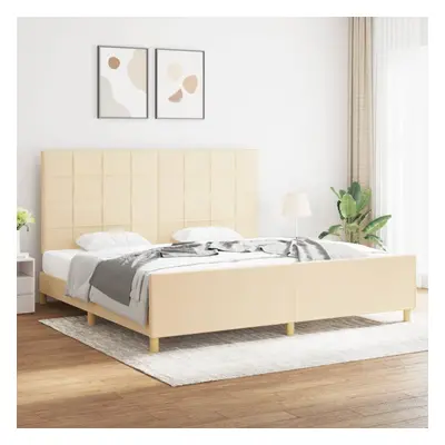 vidaXL Estrutura de cama sem colchão 200x200 cm tecido cor creme