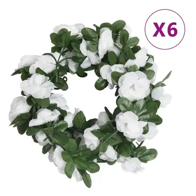 vidaXL Grinaldas de flores de Natal 6 pcs 250 cm branco