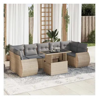 vidaXL 8 pcs conjunto de sofás p/ jardim com almofadões vime PE bege