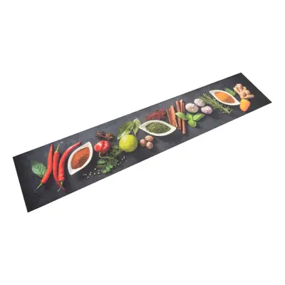 vidaXL Tapete de cozinha lavável 60x300 cm veludo padrão especiarias