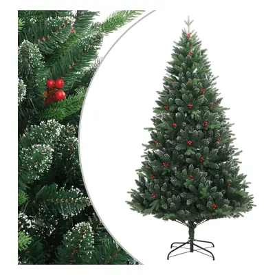 vidaXL Árvore de Natal artificial articulada c/ bagas vermelhas 180 cm