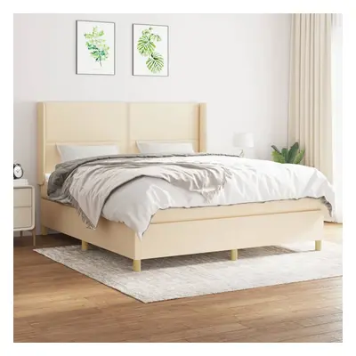 vidaXL Cama com molas/colchão 160x200 cm tecido cor creme