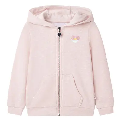 vidaXL Sweatshirt para criança com capuz e fecho mistura de rosa claro 128