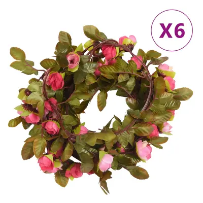 vidaXL Grinaldas de flores de Natal 6 pcs 215 cm rosa