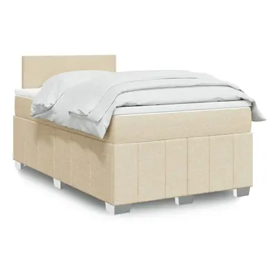 vidaXL Cama boxspring com colchão 120x190 cm tecido cor creme