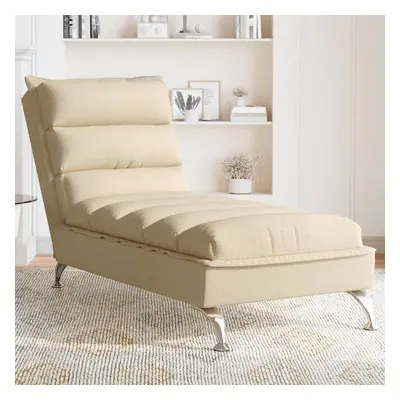 vidaXL Chaise lounge com almofadões tecido creme