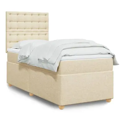 vidaXL Cama com molas/colchão 90x200 cm tecido cor crème