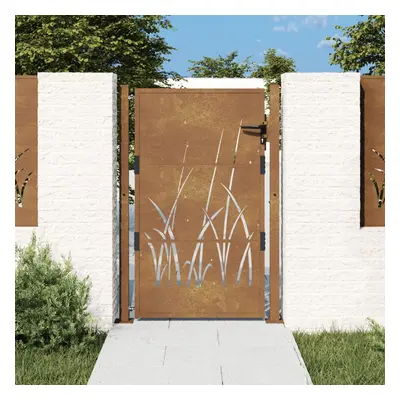 vidaXL Portão de jardim 105x155 cm aço corten design erva