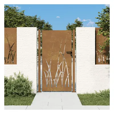 vidaXL Portão de jardim 105x180 cm aço corten design erva