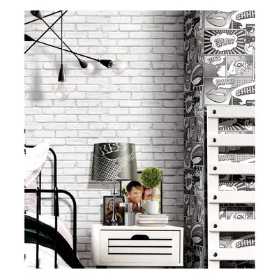 Noordwand Urban Friends & Coffee Papel de parede tijolos cinzento e branco