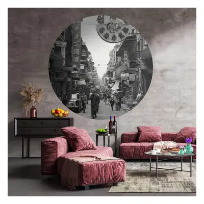 WallArt Papel de parede circular "Hong Kong the Old Days" 190 cm